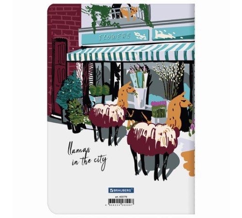 Тетрадь 40 л. в клетку обложка SoftTouch, бежевая бумага 70 г/м2, сшивка, А5 (147х210 мм), ЛАМЫ, BRAUBERG, 403776