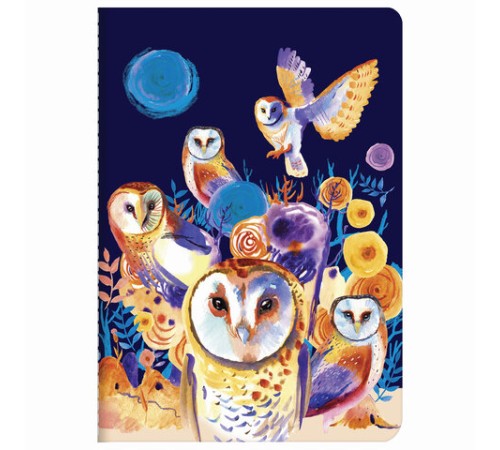 Тетрадь 40 л. в клетку обложка SoftTouch, бежевая бумага 70 г/м2, сшивка, А5 (147х210 мм), СОВЫ, BRAUBERG, 403780