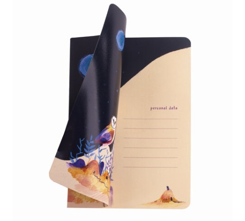 Тетрадь 40 л. в клетку обложка SoftTouch, бежевая бумага 70 г/м2, сшивка, А5 (147х210 мм), СОВЫ, BRAUBERG, 403780