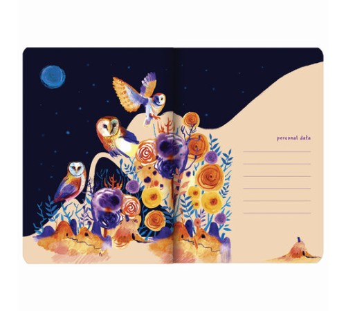 Тетрадь 40 л. в клетку обложка SoftTouch, бежевая бумага 70 г/м2, сшивка, А5 (147х210 мм), СОВЫ, BRAUBERG, 403780