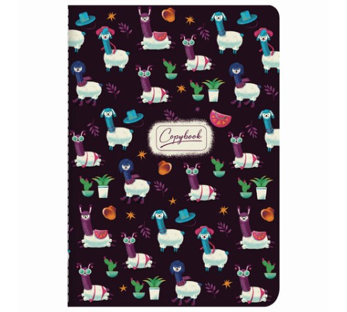 Тетрадь 40 л. в клетку обложка SoftTouch, бежевая бумага 70 г/м2, сшивка, А5 (147х210 мм), ЗАБАВНЫЕ ЛАМЫ, BRAUBERG, 403786