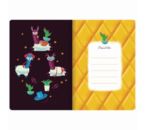 Тетрадь 40 л. в клетку обложка SoftTouch, бежевая бумага 70 г/м2, сшивка, А5 (147х210 мм), ЗАБАВНЫЕ ЛАМЫ, BRAUBERG, 403786