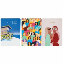 Тетради 40 л. в клетку обложка SoftTouch, НАБОР 3 шт., бежевая бумага 70 г/м2, сшивка, А5 (147х210 мм), JOY, BRAUBERG, 403791