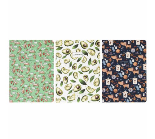 Тетради 40 л. в клетку обложка SoftTouch, НАБОР 3 шт., бежевая бумага 70 г/м2, сшивка, А5 (147х210 мм), PATTERN, BRAUBERG, 403792