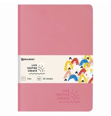 Тетрадь 60 л. в линию обложка кожзам SoftTouch, сшивка, B5 (179х250мм), РОЗОВЫЙ, BRAUBERG RAINBOW, 403885