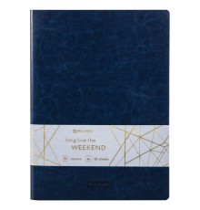 Тетрадь 60 л. в клетку обложка гладкий кожзам, сшивка, А4 (210х297мм), ТЕМНО-СИНИЙ, BRAUBERG VIVA, 403906