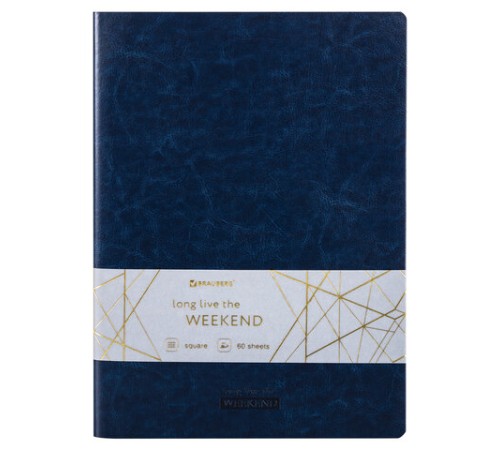 Тетрадь 60 л. в клетку обложка гладкий кожзам, сшивка, А4 (210х297мм), ТЕМНО-СИНИЙ, BRAUBERG VIVA, 403906