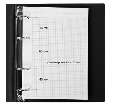 Тетрадь на кольцах А5 (180х220 мм), 80 листов, обложка ПВХ, клетка, BRAUBERG, черный, 403909