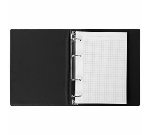 Тетрадь на кольцах А5 (180х220 мм), 80 листов, обложка ПВХ, клетка, BRAUBERG, черный, 403909