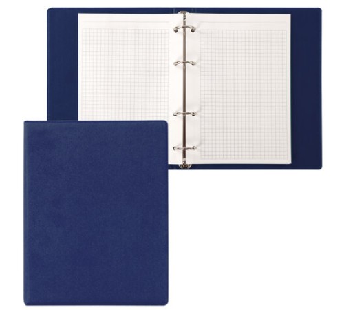 Тетрадь на кольцах А5 (180х220 мм), 80 листов, обложка ПВХ, клетка, BRAUBERG, синий, 403913