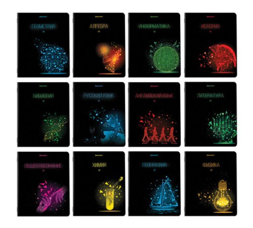 Тетради предметные, КОМПЛЕКТ 12 ПРЕДМЕТОВ, 48 листов, глянцевый УФ-лак, BRAUBERG, 