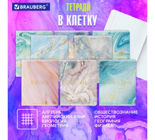 Тетради предметные со справочным материалом, КОМПЛЕКТ 10 ПРЕДМЕТОВ, 48 л., SoftTouch, фольга, BRAUBERG, 