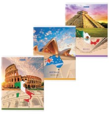 Тетрадь А4, 48 л., BRAUBERG, скоба, клетка, обложка картон, TRAVEL, 404039