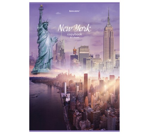 Тетрадь А4, 80 л., BRAUBERG, скоба, клетка, обложка картон, 