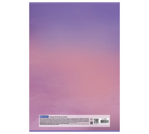 Тетрадь А4, 80 л., BRAUBERG, скоба, клетка, обложка картон, 