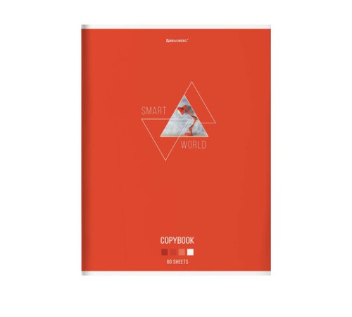 Тетрадь А4, 80 л., BRAUBERG, скоба, клетка, глянцевый лак, 