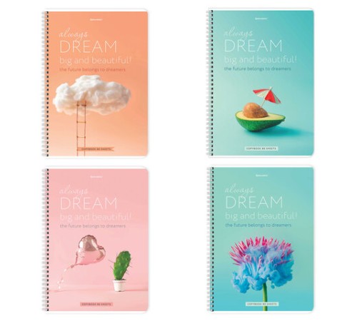 Тетрадь А4, 80 л., BRAUBERG, гребень, клетка, обложка картон, 