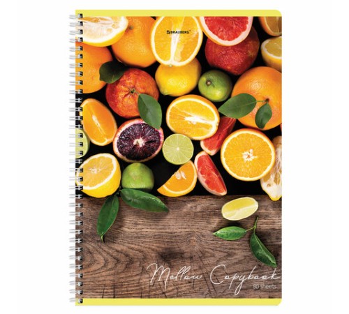 Тетрадь А4, 80 л., BRAUBERG, гребень, клетка, обложка картон, 