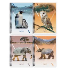 Тетрадь А4, 80 л., BRAUBERG, гребень, клетка, глянцевый лак, WILD, 404052