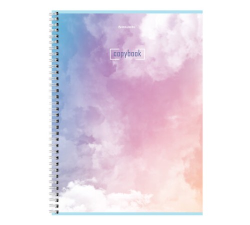 Тетрадь А4, 80 л., BRAUBERG, гребень, клетка, глянцевый лак, 