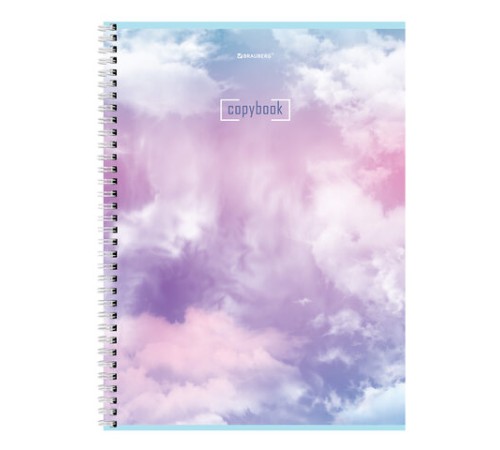 Тетрадь А4, 80 л., BRAUBERG, гребень, клетка, глянцевый лак, 