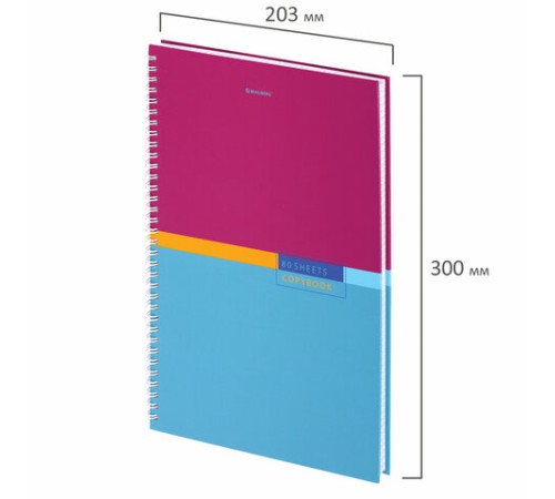 Тетрадь А4, 80 л., BRAUBERG, гребень, клетка, обложка твердая, 