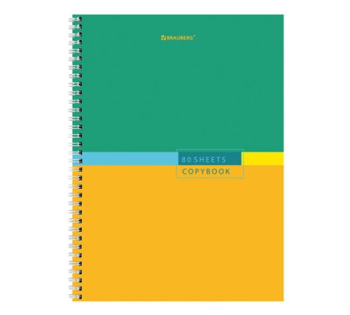 Тетрадь А4, 80 л., BRAUBERG, гребень, клетка, обложка твердая, 