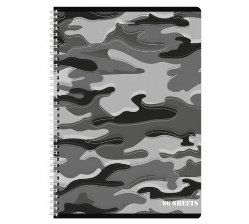 Тетрадь А4, 96 л., BRAUBERG, гребень, клетка, обложка картон, 