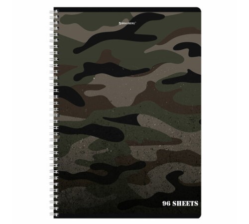 Тетрадь А4, 96 л., BRAUBERG, гребень, клетка, обложка картон, 