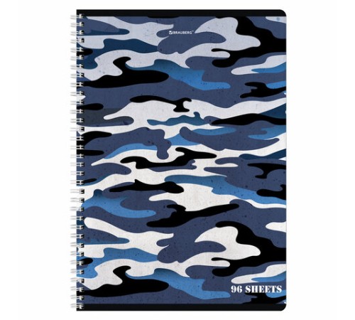 Тетрадь А4, 96 л., BRAUBERG, гребень, клетка, обложка картон, 