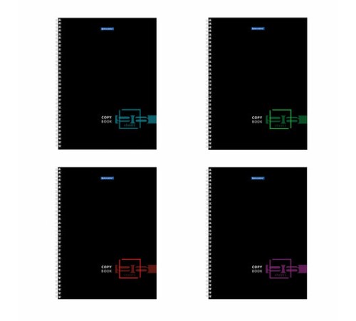 Тетрадь А4, 96 л., BRAUBERG, гребень, клетка, глянцевый лак, 