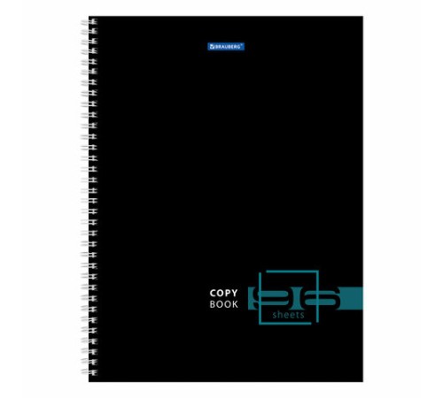 Тетрадь А4, 96 л., BRAUBERG, гребень, клетка, глянцевый лак, 