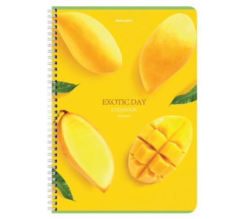 Тетрадь А4, 96 л., BRAUBERG, гребень, клетка, матовая ламинация, 