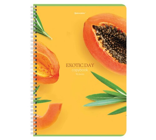 Тетрадь А4, 96 л., BRAUBERG, гребень, клетка, матовая ламинация, 