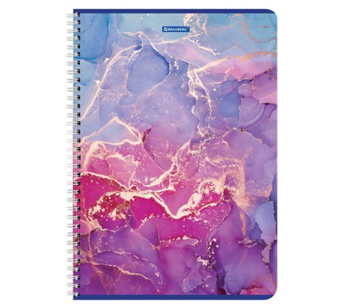 Тетрадь А4, 96 л., BRAUBERG, гребень, клетка, матовая ламинация, 