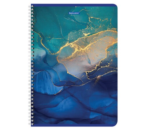 Тетрадь А4, 96 л., BRAUBERG, гребень, клетка, матовая ламинация, 