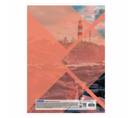 Тетрадь А4, 96 л., BRAUBERG, скоба, линия, обложка картон, 