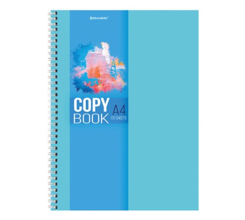 Тетрадь А4, 120 л., BRAUBERG гребень, клетка, обложка картон, 