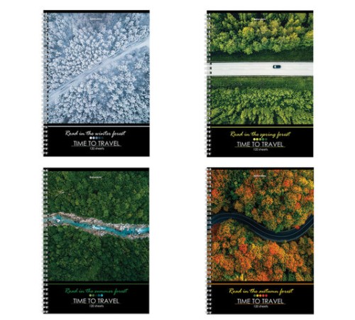 Тетрадь А4, 120 л., BRAUBERG гребень, клетка, обложка картон, 