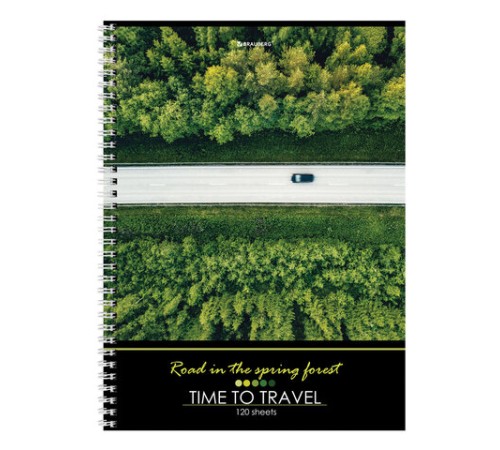 Тетрадь А4, 120 л., BRAUBERG гребень, клетка, обложка картон, 