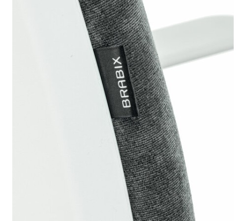 Кресло детское BRABIX "Fancy MG-201W", с подлокотниками, пластик белый, велюр, серое, 533010 Кресло детское BRABIX "Fancy MG-201W", с подлокотниками, пластик белый, велюр, серое, 533010