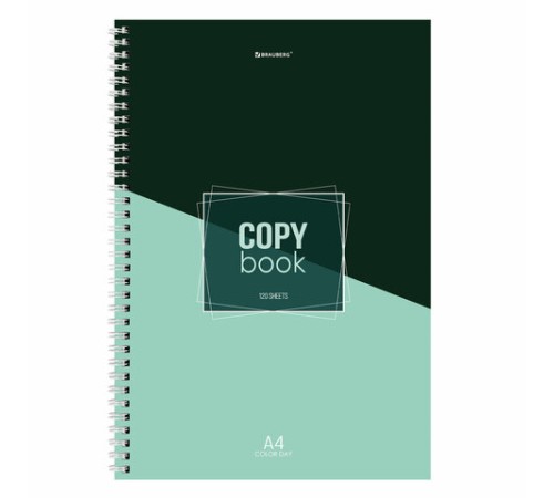 Тетрадь А4, 120 л., BRAUBERG, гребень, клетка, обложка твердая, 