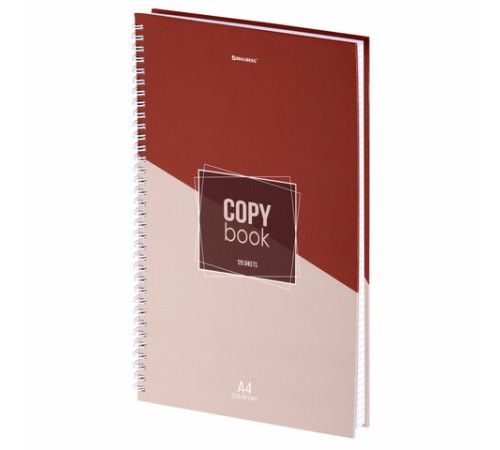 Тетрадь А4, 120 л., BRAUBERG, гребень, клетка, обложка твердая, 