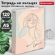 Тетрадь на кольцах А5 (175х215 мм), 120 листов, твердый картон, клетка, BRAUBERG, Девушка, 404076