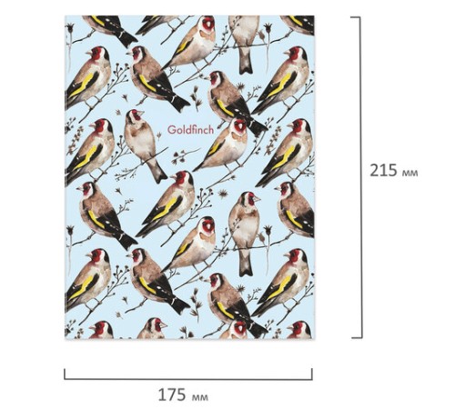 Тетрадь на кольцах А5 (175х215 мм), 120 листов, твердый картон, клетка, BRAUBERG, Щеглы, 404079