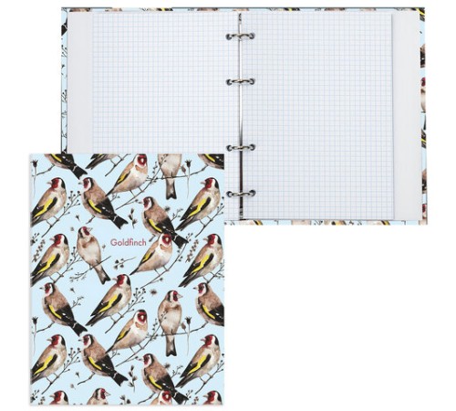 Тетрадь на кольцах А5 (175х215 мм), 120 листов, твердый картон, клетка, BRAUBERG, Щеглы, 404079