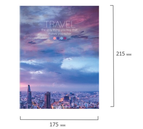Тетрадь на кольцах А5 (175х215 мм), 120 листов, твердый картон, клетка, BRAUBERG, Travel, 404080