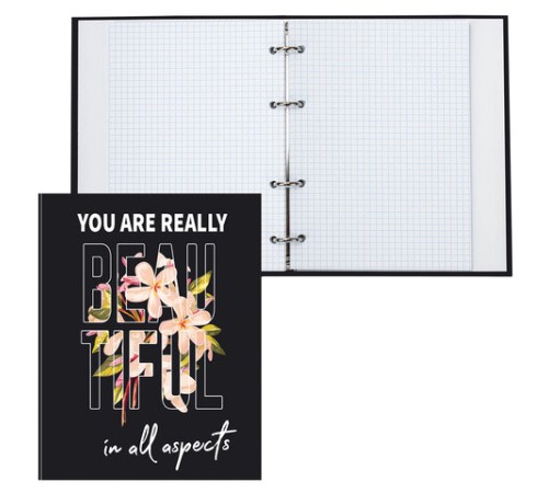 Тетрадь на кольцах А5 (175х215 мм), 120 листов, твердый картон, клетка, BRAUBERG, Beauty, 404082