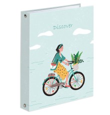 Тетрадь на кольцах А5 (175х215 мм), 120 листов, твердый картон, клетка, BRAUBERG, Discover, 404085