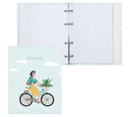 Тетрадь на кольцах А5 (175х215 мм), 120 листов, твердый картон, клетка, BRAUBERG, Discover, 404085